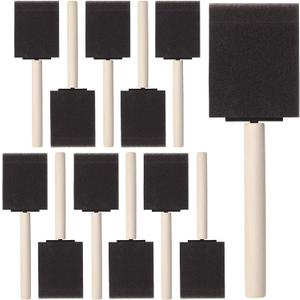 Bates- Foam Paint Brushes, 2 Inch, 16 Pack, Wooden Handle, Sponge Brushes for Painting, Staining, Varnishes, Gluing and DIY Craft Projects on Wood, Metal & More (Black)
