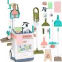 deAO Kids Cleaning Set, 20 PCS Pretend Play Housekeeping Supplies Kit ,Includes Real Working Vacuum Cleaner, Kid Broom, Spray Bottle,Toy Cleaning Set Gift for 3 4 5+Kids (White)