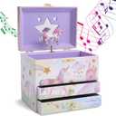 Jewelkeeper Enchanting Unicorn Musical Jewelry Box for Girls - Sparkling Rainbow Design Music Box with 2 Pullout Drawers to Store Earrings, Necklace and Bracelets - Plays The Beautiful Dreamer Tune