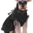 Kuoser Dog Dress, Cute Dog Dresses for Dogs Girl Elegant Puppy Tutu with Bow-Knot, Doggie Princess Costume Pet Outfit for Birthday Party Christmas Halloween Wedding, Black, Large (Chest Girth: 21.2")