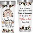 Personalized Happy Mothers day To My Wonderful Mother-in-law 20oz Tumbler Gift for Mother In Law On Christmas Birthday Rainbow Tumbler Coffee Cup Thank You Gifts for Mom From Son Daughter In Law (Style 11)