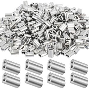 Yaocom 50 Pcs 1/4" Aluminum Crimping Loop Sleeve Cable Crimp Ferrules Wire Rope Sleeves for Diameter Wire Rope and Cable Line Ends