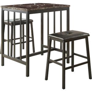 Homelegance 5106BK 3-Piece Bi-Cast Vinyl Dining Set, Dark Brown, unspecified
