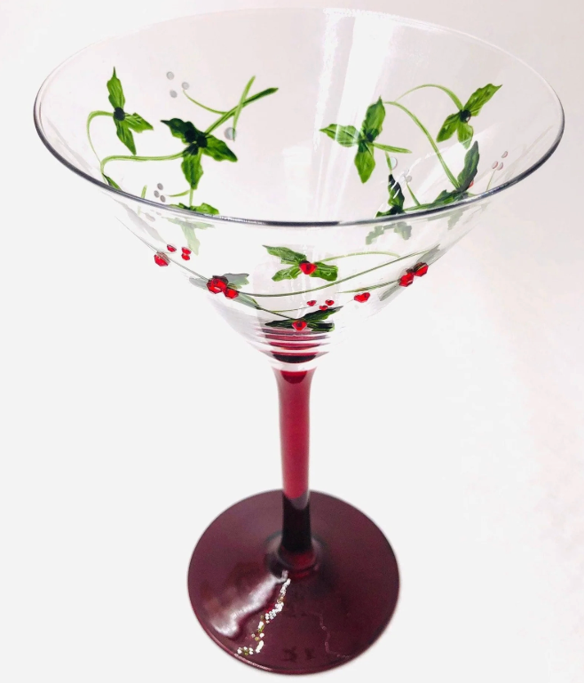 Lenox 893570 Holiday Decal 4-Piece Martini Glass Set, Christmas Dinnerware, Hosting