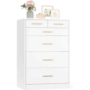 VASAGLE Custos Collection - Dresser for Bedroom, Chest of Drawers for Closet, Modern Style, TV Stand for Living Room, 6 Drawers, 15.8 x 23.7 x 34.8 Inches, Cloud White ULTS415WB01S