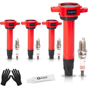 4x Upgraded Ignition Coil Pack and Spark Plugs Fits for Jeep Patriot Compass MK Dodge Journey Caliber Chrysler 200 2007 2008 2009 2010 2011 2012 2013 2014 2015 2016 2.4 2.0 L4 Replaces UF557