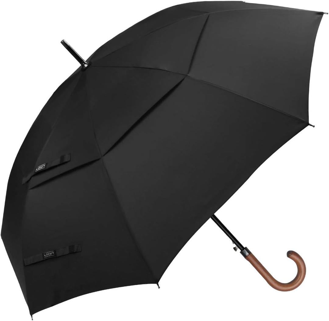 G4Free 52 Inch Golf Umbrella Windproof Large Stick Umbrella Wooden Handle