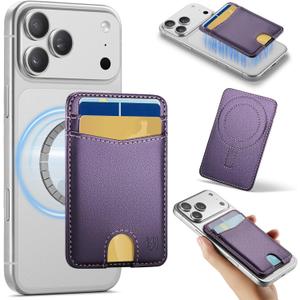 for Magsafe Wallet Magnetic Card Holder RFID Blocking, Strong Magnet Slim Wallet Stick on Phones and Cases for iPhone 17/16/15/14/13/12/ Pro/Max/Plus, Purple