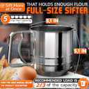 5 Cup Flour Sifter for Batch Baking Easy One-Hand Press, Double Mesh, Comfortable Grip & Dishwasher Safe Large Capacity Flour Sifter Stainless Steel for Powdered Sugar, Cocoa, Pastry & Pancake Mix
