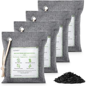 CLEVAST Bamboo Charcoal Air Purifying Bags - (Large, 4200g), Removes Odors and Moisture, Nature Fresh Air Purifier Bags, Odor Eliminator for Home, Car, Pets, Bathroom, Basement