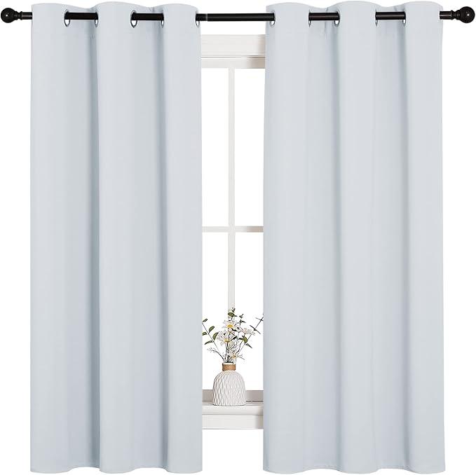 NICETOWN Window Treatment Thermal Insulated Grommet Room Darkening Curtains Drapes for Bedroom(2 Panels,42 by 63,PlatinumGreyish White)