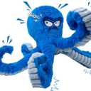 LEGEND SANDY Tough Dog Toys, Stuffed Chew Large Dog Toys to Keep Them Busy, Interactive Squeaky Tug of War Doggie Toy, Crinkle Blue Octopus