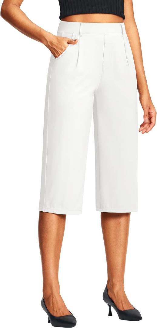 ISEEGZ 18'' Capri Pants for Women Pull On Women's Capris Stretch Summer Work Business Casual with Pockets Relaxed Fit XL