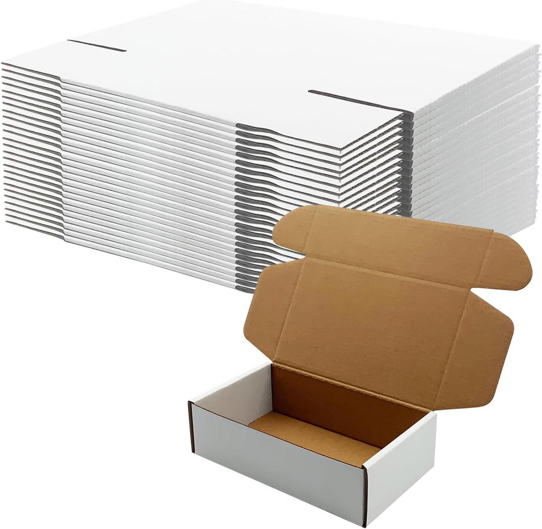 7x4x2 inch Shipping Boxes, White Corrugated Cardboard Box Literature Mailing Shipping Packaging Recyclable Storage Boxes and Craft Gifts Giving Products Business White Box Set of 25 (7''x4''x2'')