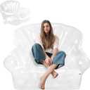 Inflatable Chair, Transparent Inflatable Couch Sofa Adult, 43.3'' x 33.5'' x 29.5'' Outdoor & Indoor Blow Up Couch for Bedroom, Balcony, Pool, Lawn, Travel, Maximum Load 300LB (Transparent)