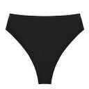 RELLECIGA Women's High Waisted High Cut Thong Bikini Bottom, S, Black