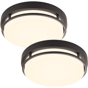 2Pack LED Flush Mount Ceiling Light Fixture 13" 20W, 3000/4000/5000K Color Adjustable, Dimmable Ceiling Lamp for Kitchen, Hallway, Stairwell, Oil Rubbed Bronze, ETL