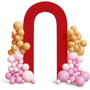 Peomeise 7.2FT Spandex Open Christmas Arch Backdrop Cover，U-Shaped 2-Sided Backdrop Cover，Round Top Chiara Stand Cover for Birthday Party Wedding Ceremony Baby Shower Decoration，Red