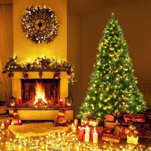 6.5 Feet Pre-lit Hinged Christmas Tree with LED Lights