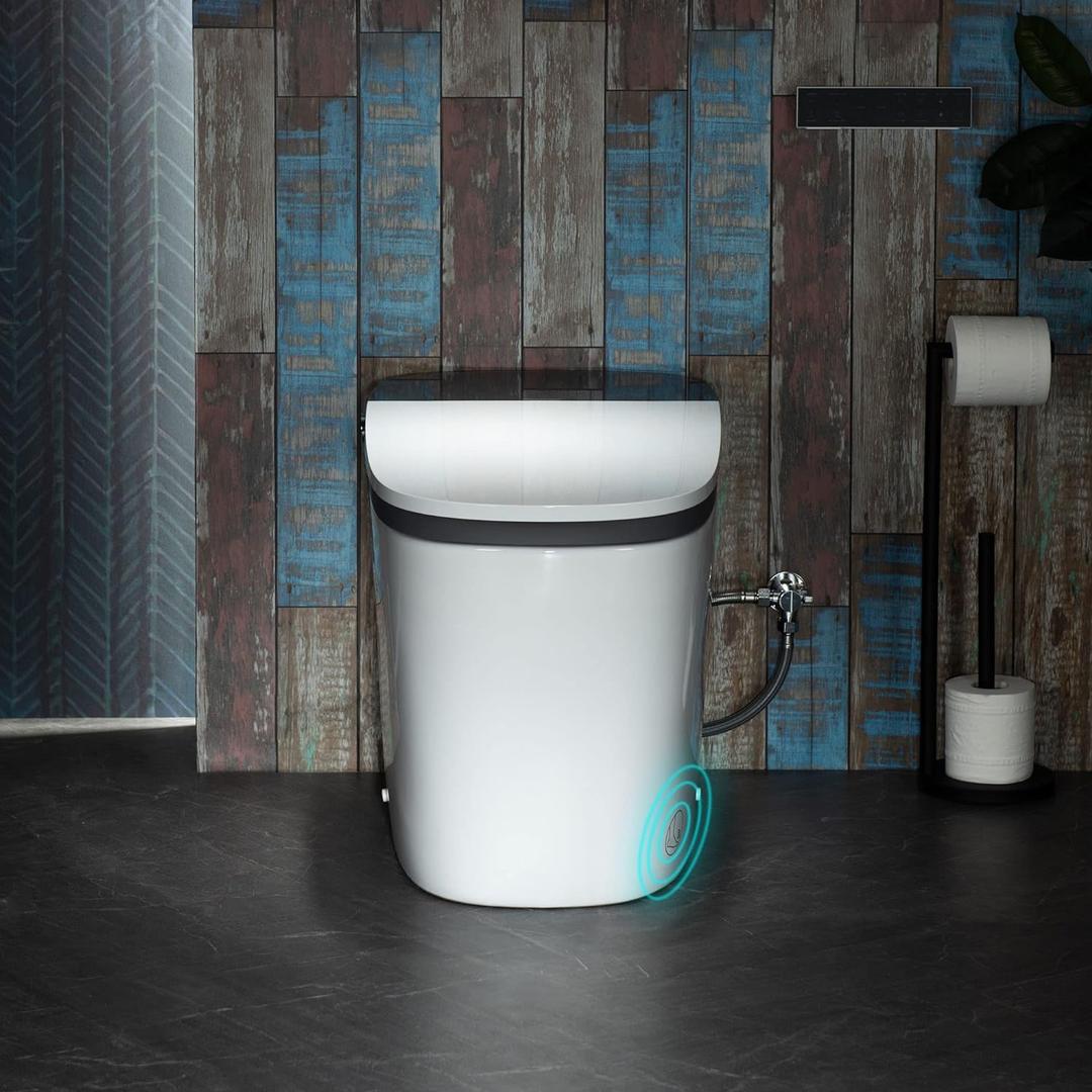 WOODBRIDGE Smart Bidet Toilet with 1000 Gram MaP Flush Score,Auto Open/Close,Foam Shield,Auto Flush,Foot Sensor,Movement Drying,Heated Seat,ADA Chair Height,One Piece Toilet with Tank Built in