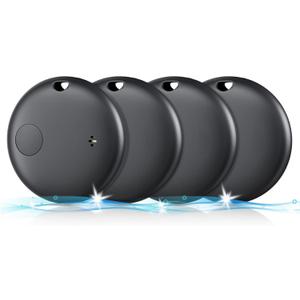 4 Pack Bluetooth Tracker, Works with Apple Find My (iOS Only, Not for Android), Smart Item Finder with Loud Sound, Key Finder Air Tracker Tags, Tracker Tag Locator for Keys, Luggage, Satchel (Black)
