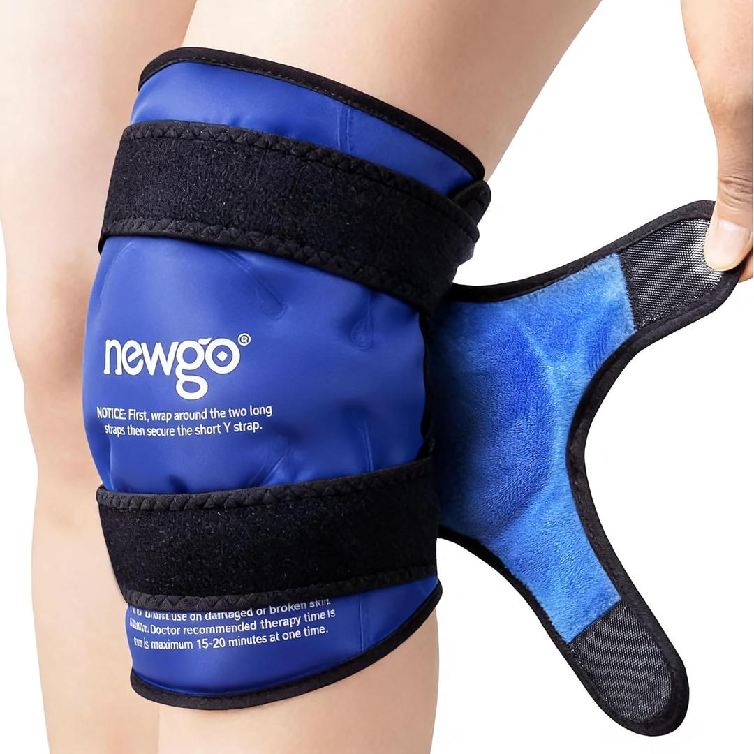 NEWGO Knee Ice Pack Wrap, Ice Pack for Knees Cold Compression Therapy for Knee Replacement Surgery, Arthritis Pain, ACL, Swelling, Sports Injuries (21.7" x 9.8") - Blue