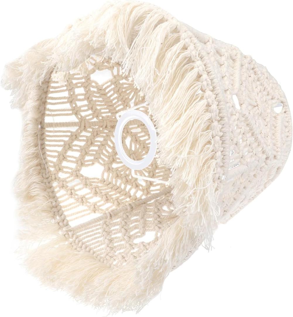 OSALADI Bohemian Macrame Lamp Shade Handmade Cotton Rope Woven Floor Lamp Cover for Bedroom Living Room Home Decor 9.84X9.84X7.87 Inches, 25.00X25.00X20.00CM