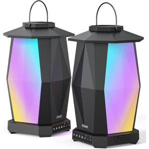 Inwa Outdoor Bluetooth Speakers, Linkable Wireless Speaker Up to 100 Speakers, IPX5 Waterproof, Beat-Driven Light Show, Seamlessly to Phone, TV Box, Projector, Echo Dot, for Patio, Yard, Pool (2 PACK)
