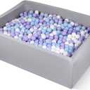 Foam Ball Pit for Children Toddlers, 47 Inch Rectangle Kids Ball Pool, Soft Ball Pit Large Size, Ideal Gift for Children Indoor and Outdoor Game (Balls NOT Included) Light Grey