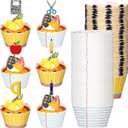 2 x 72 Pcs Graduation Classroom Cupcake Wrappers and Toppers Set, 36 End of Year Cupcake Wrappers, 36 Pencil Ruler Crayon Notebook Cake Picks for Teacher Appreciation, Graduation Party, Classroom Birthday, Cupcake liners: 1.973.35 inch