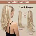 Clip in Ponytail Extension Dirty Blonde 18 Inch Pony Tails Hair Extensions for Women Long Straight Curly Tail Ponytail Hair piece Synthetic Fake Versatile Pony
