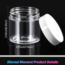 Eternal Moment 24 Pack 6 OZ Plastic Jars Round Clear Cosmetic Container Jars with White Lids, Perfect for Lotion, Slime，Cream, Ointments, Makeup, Eye Shadow, Samples, Pot, Travel Storage