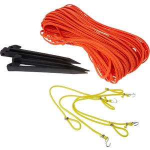 Park & Sun Sports Outdoor Volleyball Boundary Poly Cord Rope with Ground Stakes: 1/4" Wide Court Line Marker, Orange, Blue