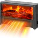 Small Space Heater with Realistic Flame Effect,600W Portable Mini Electric Desk Heater for Indoor Use,Fast Heating for Office,Bedroom,Study Room with Overheating&45 Tip-Over Protection,Black