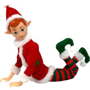 The Original Elf Christmas Elf Dolls, 12" Elf Doll, Toy for Kids or Dcor, Mini Toy Elf Dolls for Christmas Elf Decorations, Poseable Little Elf Shelf Sitters with Dangling Legs (White)