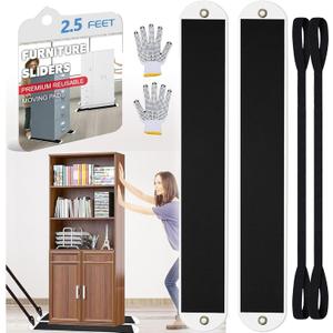 2 Set Large Furniture Sliders with Pull Strap,Appliance Moving Sliders,Heavy Duty Furniture Movers Sliders,Furniture Pull Sliders for Carpet and Hardwood Floors 2.5 feet