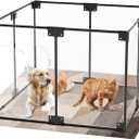 Clear Acrylic Dog Playpen with Door, Clear Dog Play Pen Indoors,40x40x28 Inch Indoor Pet Playpen for Small and Medium Dogs, Transparent Dog Pen (L40*W40*H28(INCH), Black)