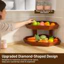 Wooden Fruit Basket for Kitchen Counter 2 Tier, Large Capacity Fruit Bowl for Corner, Space-Saving Fruit Stand Holder for Bread Fruit and Vegetable Storage Kitchen Countertop Organizer