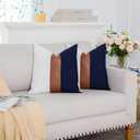 22 x22 Navy Blue Decorative Throw Pillow Covers Farmhouse Accent Pillowcase for Sofa Couch Car Bedroom Living Room Modern Faux Leather Cushion Cover,Navy Blue