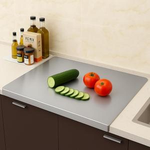 Stainless Steel Cutting Board for Kitchen - Large 304 Chopping Boards with Lid and Non-Slip Pad for Countertop, Suitable for Meat Vegetables Bread and Baking (40 x 30cm/15.75 x 11.81 in)