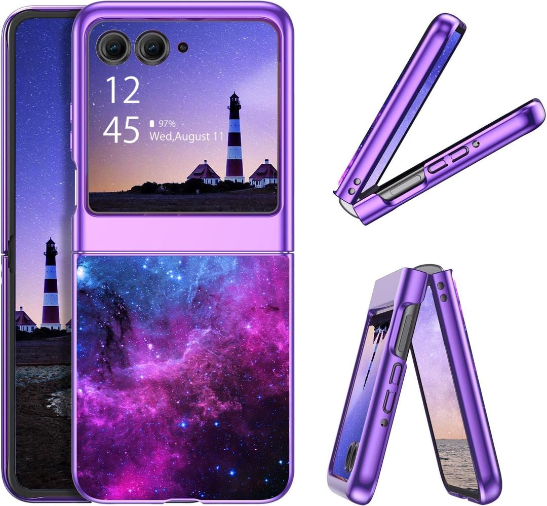 GUAGUA for Motorola Razr 2024 Case/Razr 2025 Case, Glow in Dark Cute Space Nebula Noctilucent Luminous Slim Protective Shockproof Phone Case for Moto Razr 2024/2025 6.9''