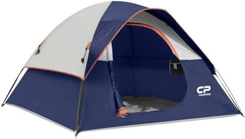 CAMPROS Tent-3-Person-Camping-Tents, Waterproof Windproof Backpacking Tent with Top Rainfly, Easy Set up Small Lightweight Tents, for All Seasons Hiking Beach Outdoor with 3 Mesh Windows