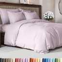 Duvet Cover Full Size - Extra Soft Full Size Duvet Cover - Lightweight & Breathable - Easy Care & Fade Free with Zipper Closures & Ties - 80" x 90" Inches - (Light Lavender) Comforter Not Included