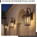 Emliviar 25.2" Outdoor Porch Light, Outside Wall Sconce Lamp for Front Yard, Rustic Exterior Lighting Waterproof in Oil Rubbed Bronze Finish, Water Ripple Glass, XE220B-SW ORB