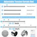 AIZESI Tension Curtain Rod Spring Tension Rods for Windows 28 to 48 Inch, 7/8 Diameter Silver, Adjustable Curtain Rods No Drilling, Shower Curtian Rod for Bathroom, Doorway, Closet