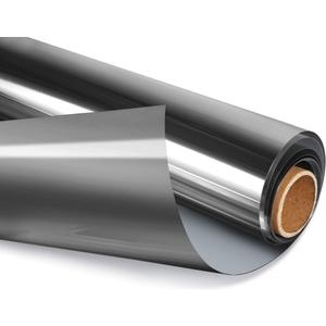 HIDBEA One Way Privacy Window Film, Daytime Mirror Reflective Heat Control UV Sun Blocking Non-Adhesive Static Cling Window Tint for Home and Office(Black-Silver, 17.5 Inch x 6.5 Feet)