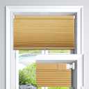LazBlinds Cordless Cellular Shades, No Tools No Drill Light Filtering Honeycomb Shades Pleated Blinds for Windows, 24'' W x 64'' H, Yellowish-Brown