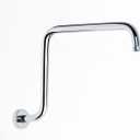 PHASAT S Shaped Shower Arm with Flange, High Rise Shower Head Extension Arm Chrome, PU9D02 (Round)