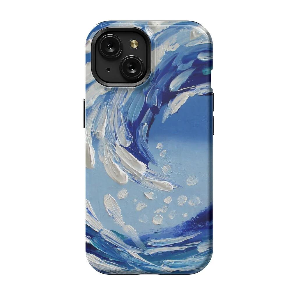 for iPhone 15 Case, Blue Dolphin Pattern Design,Glitter Sparkling Laser Case,2-in-1 with Beaded Wrist Strap,Soft TPU Frame, Shockproof and Anti-Shock, Suitable for Women & Girls