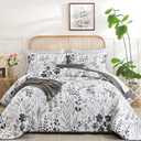 Xruibed Quilt Set Queen Size 3 Pieces Grey Floral Quilt Sets Reversible Bedspreads Bedding Set Soft and Cozy Microfiber Lightweight Quilt Flower Plant Bed Coverlet Sets for All Season(Queen 96"x90")